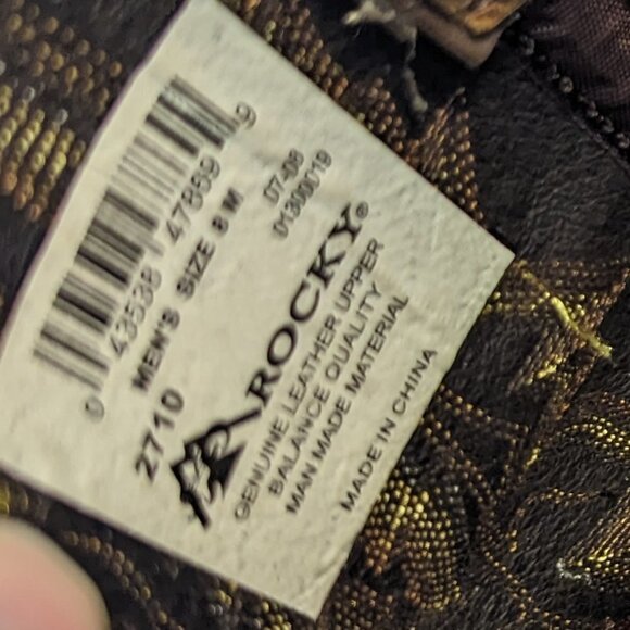 Rocky Leather Cowboy Work Boots Pull On Western #2710 Embroidered Detail Size 8 - Picture 11 of 11